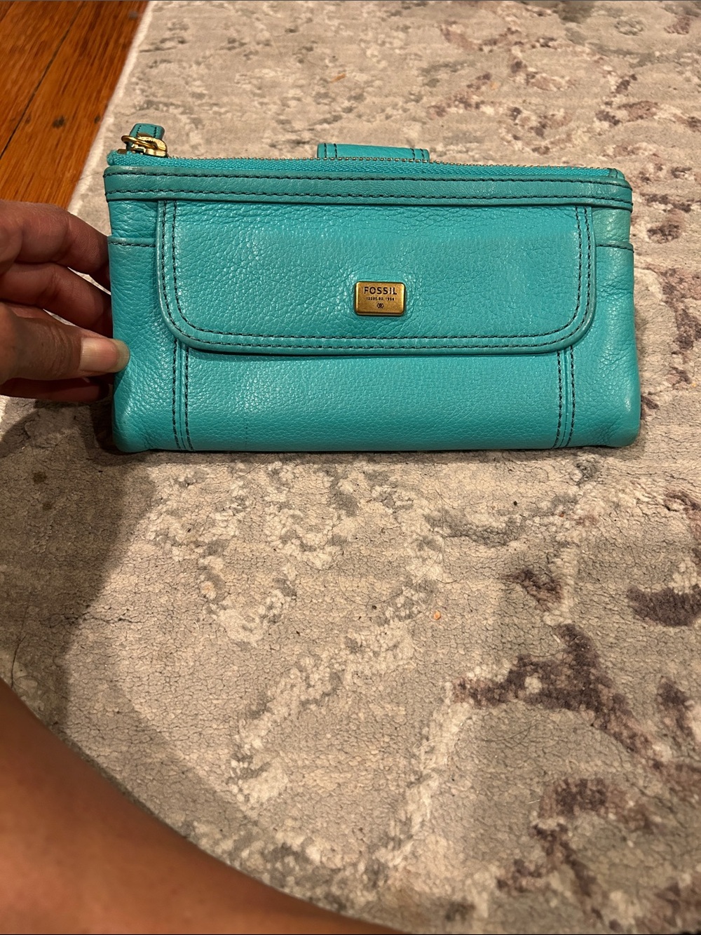 Fossil Teal Leather Wristlet Wallet